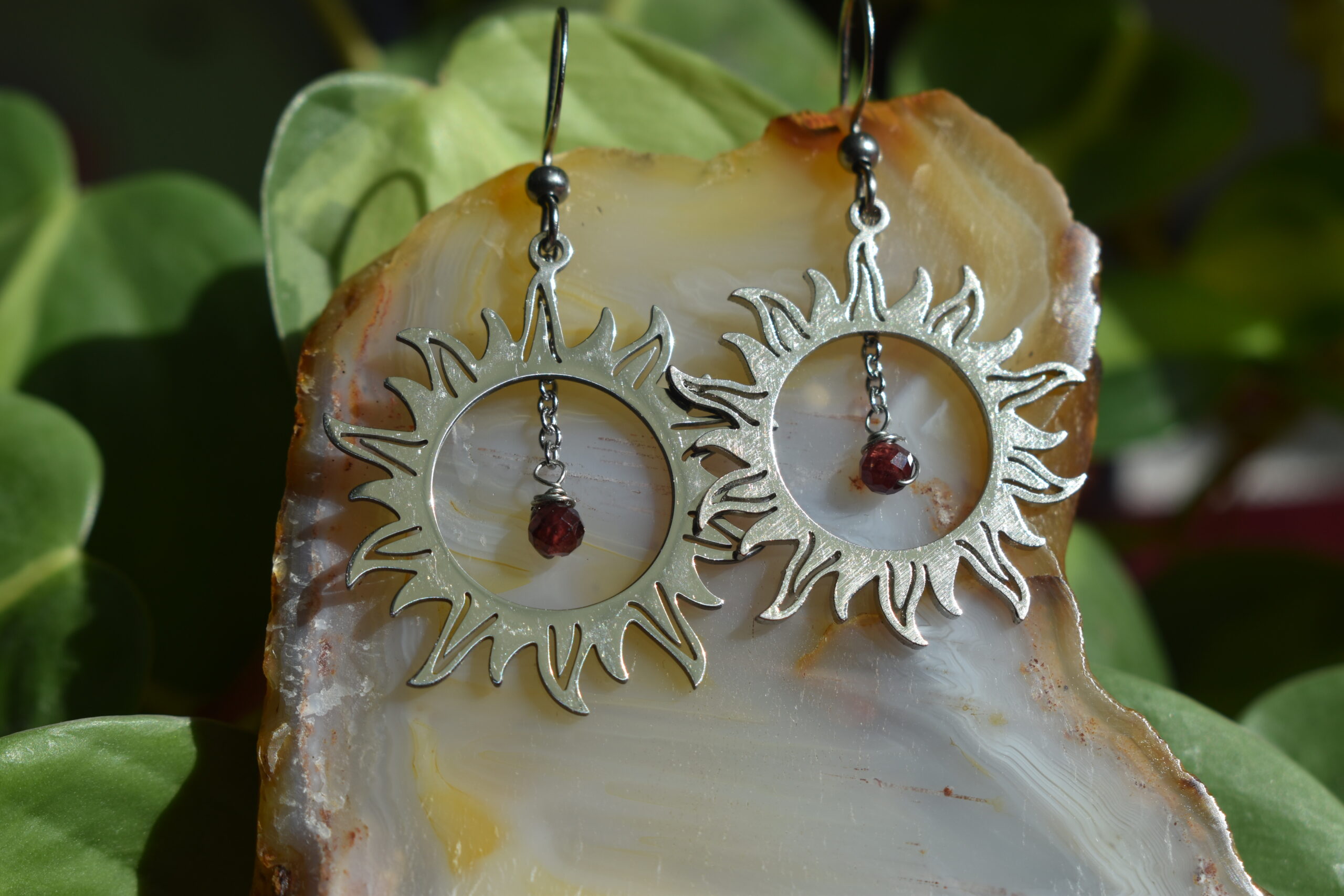 Garnet Sun Earrings - Image 2