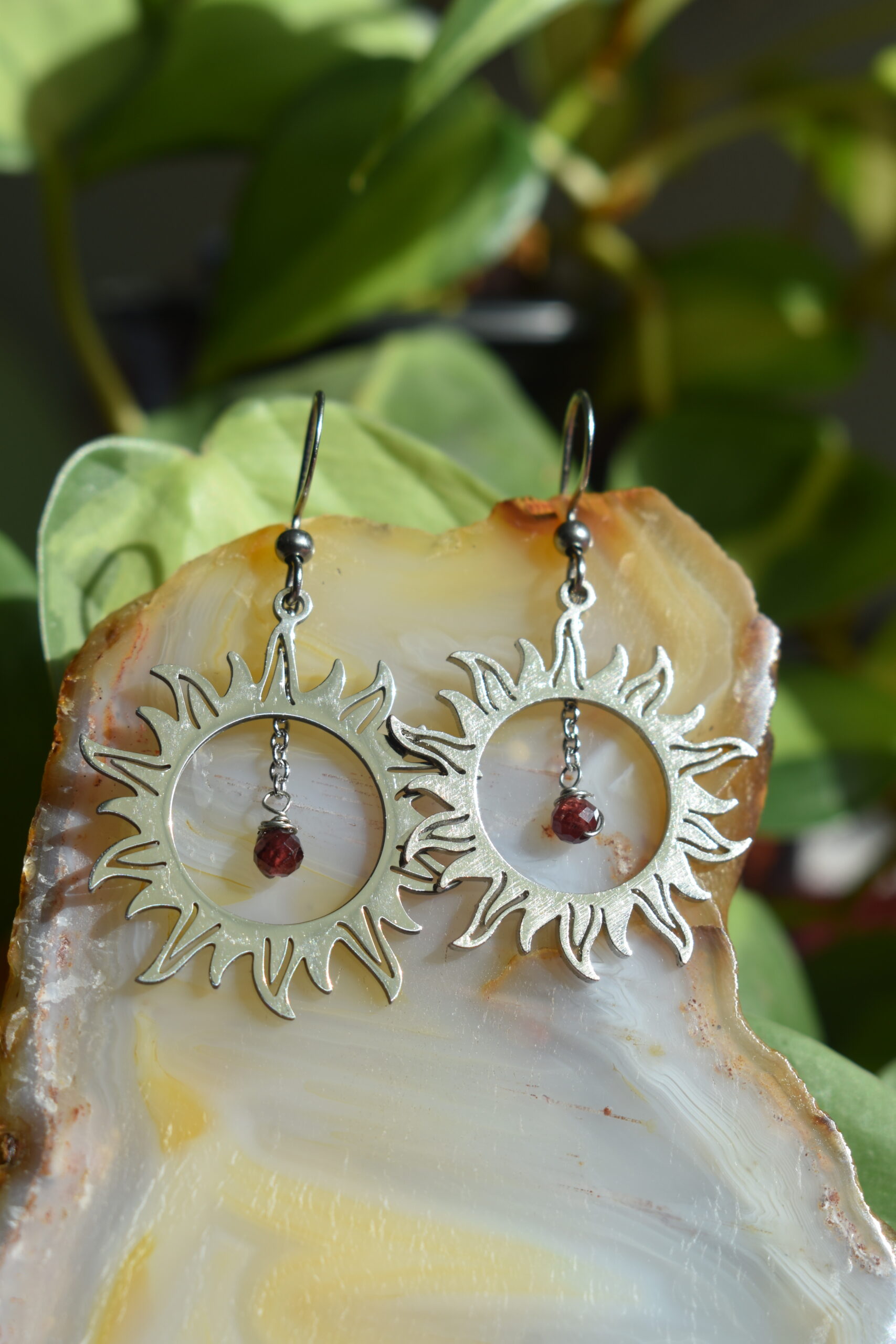 Garnet Sun Earrings