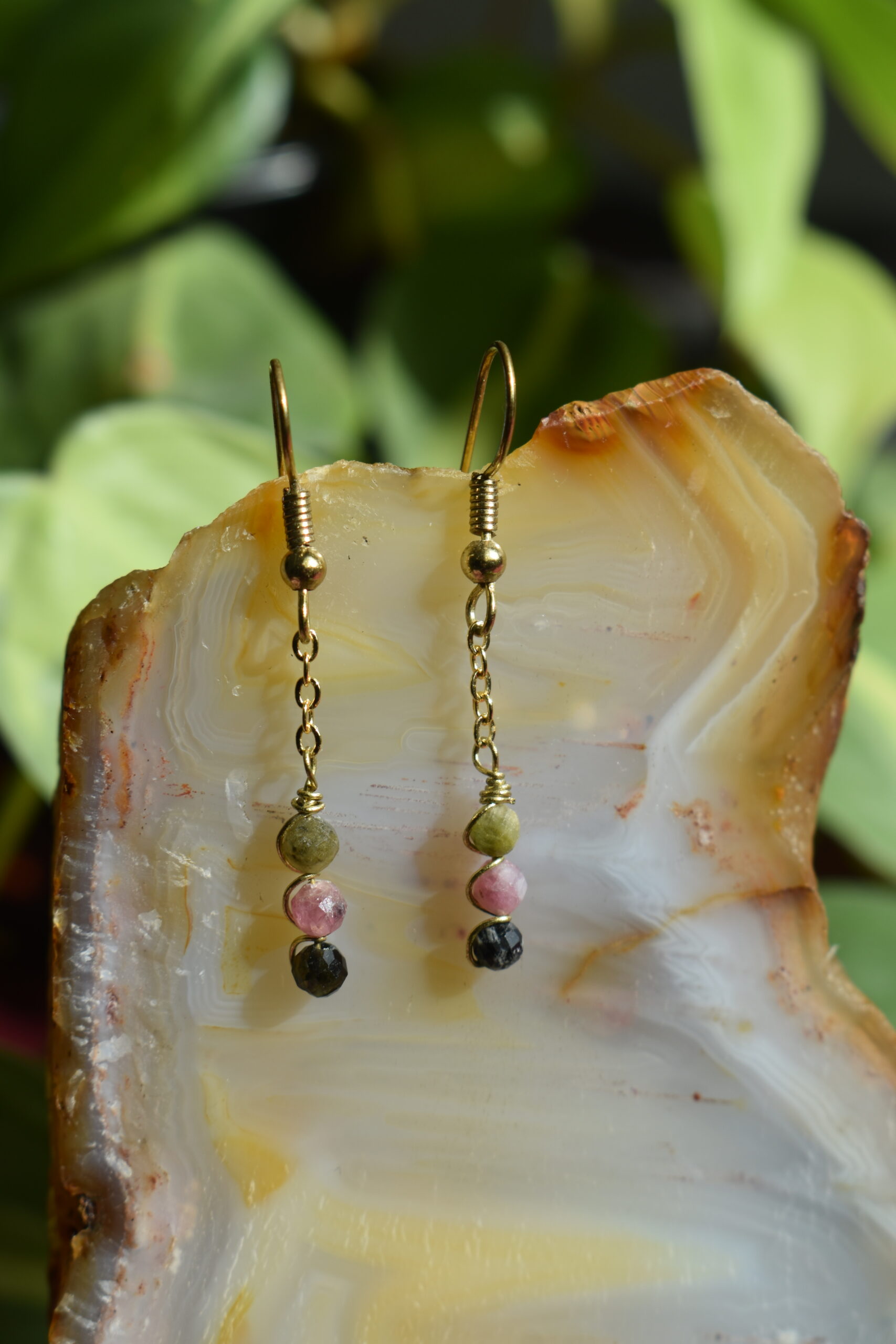Mini Rainbow Tourmaline Dangle Earrings - Image 2