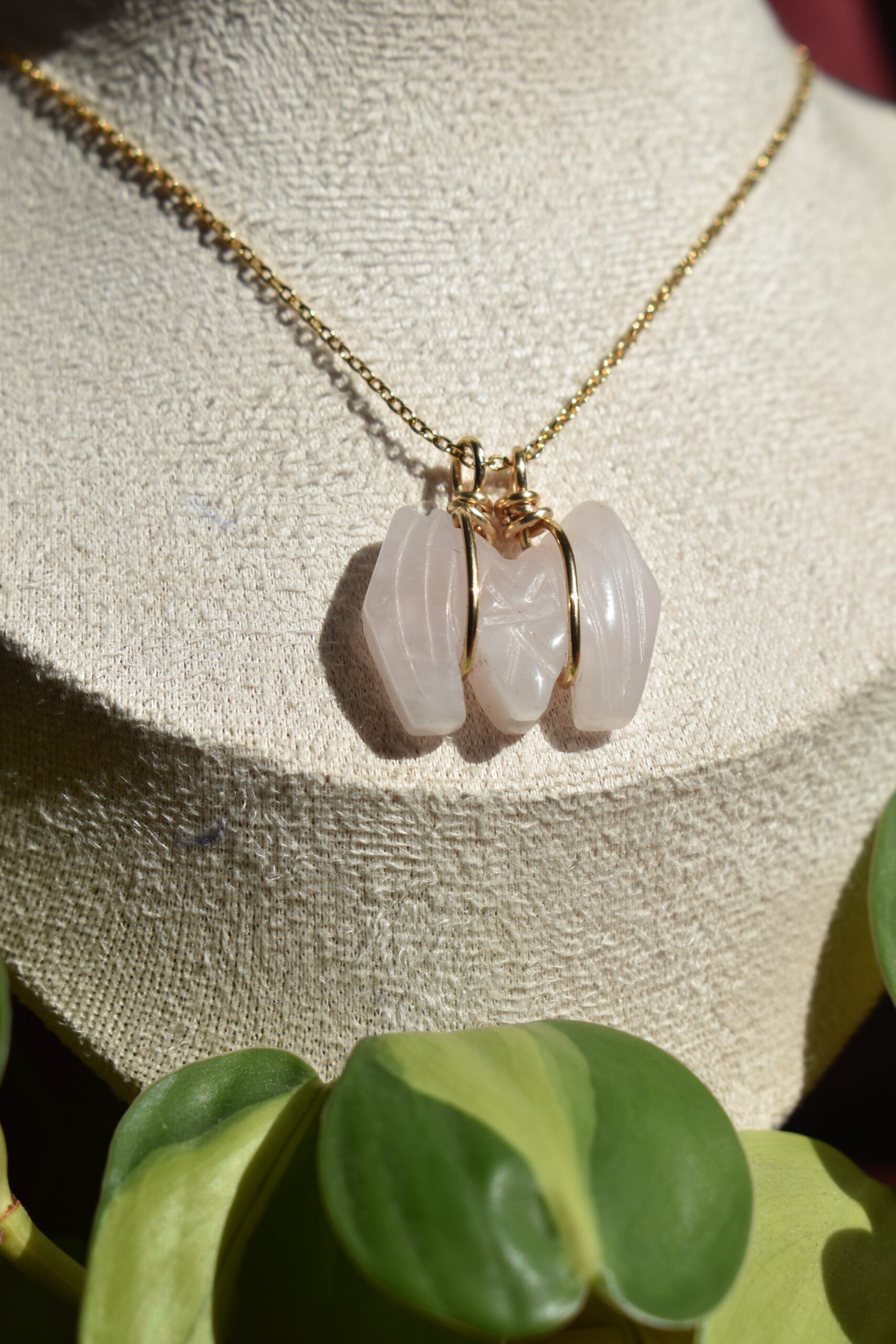 Rose Quartz Bat Necklace - Image 2