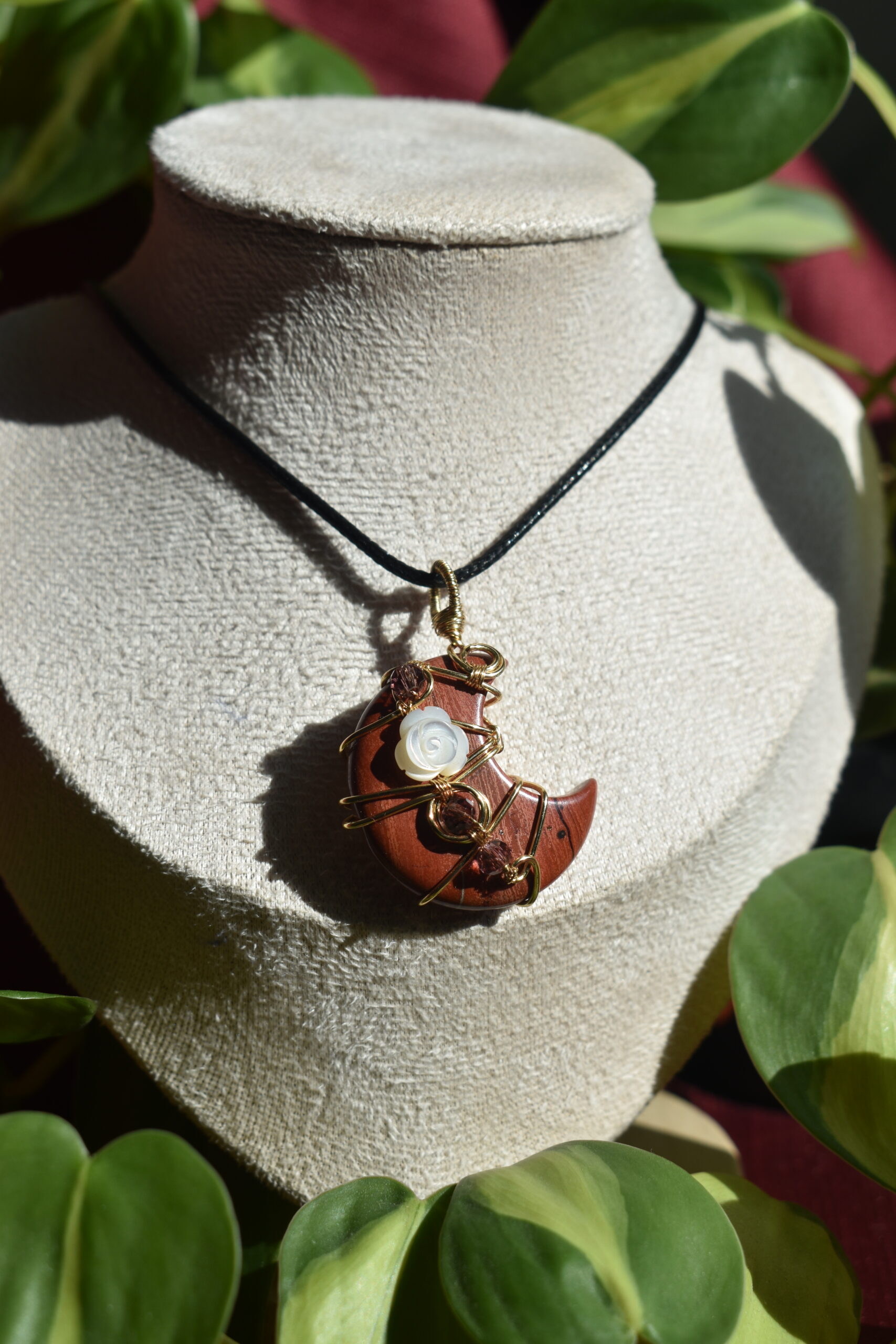 Red Jasper Moon Necklace - Image 3