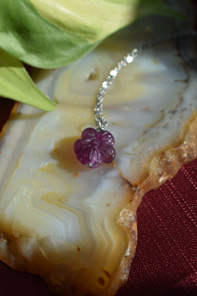 Purple Fluorite Flower Necklace