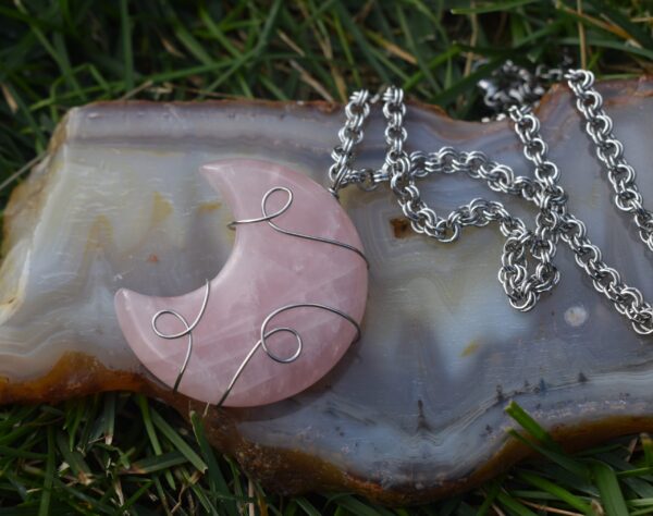 Rose Quartz Moon Necklace