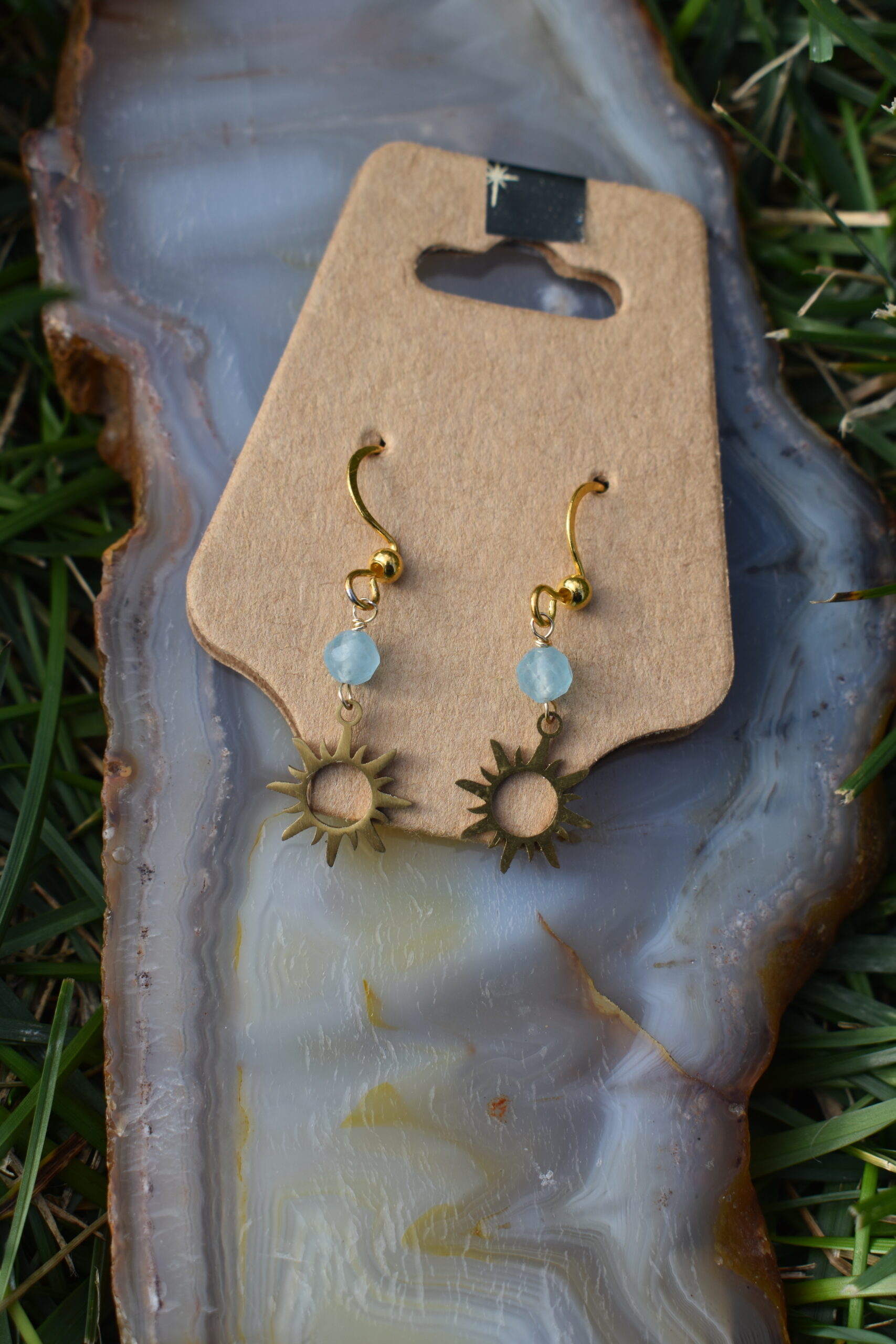 Aquamarine Sun Earrings