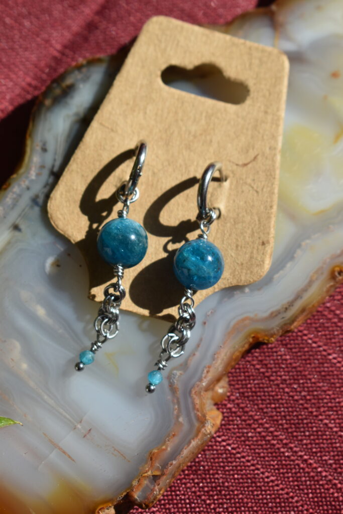 Chunky Blue Apatite Earrings