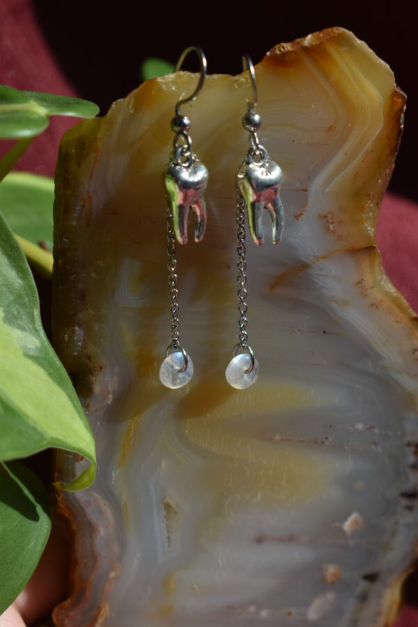 Labradorite Teeth Earrings