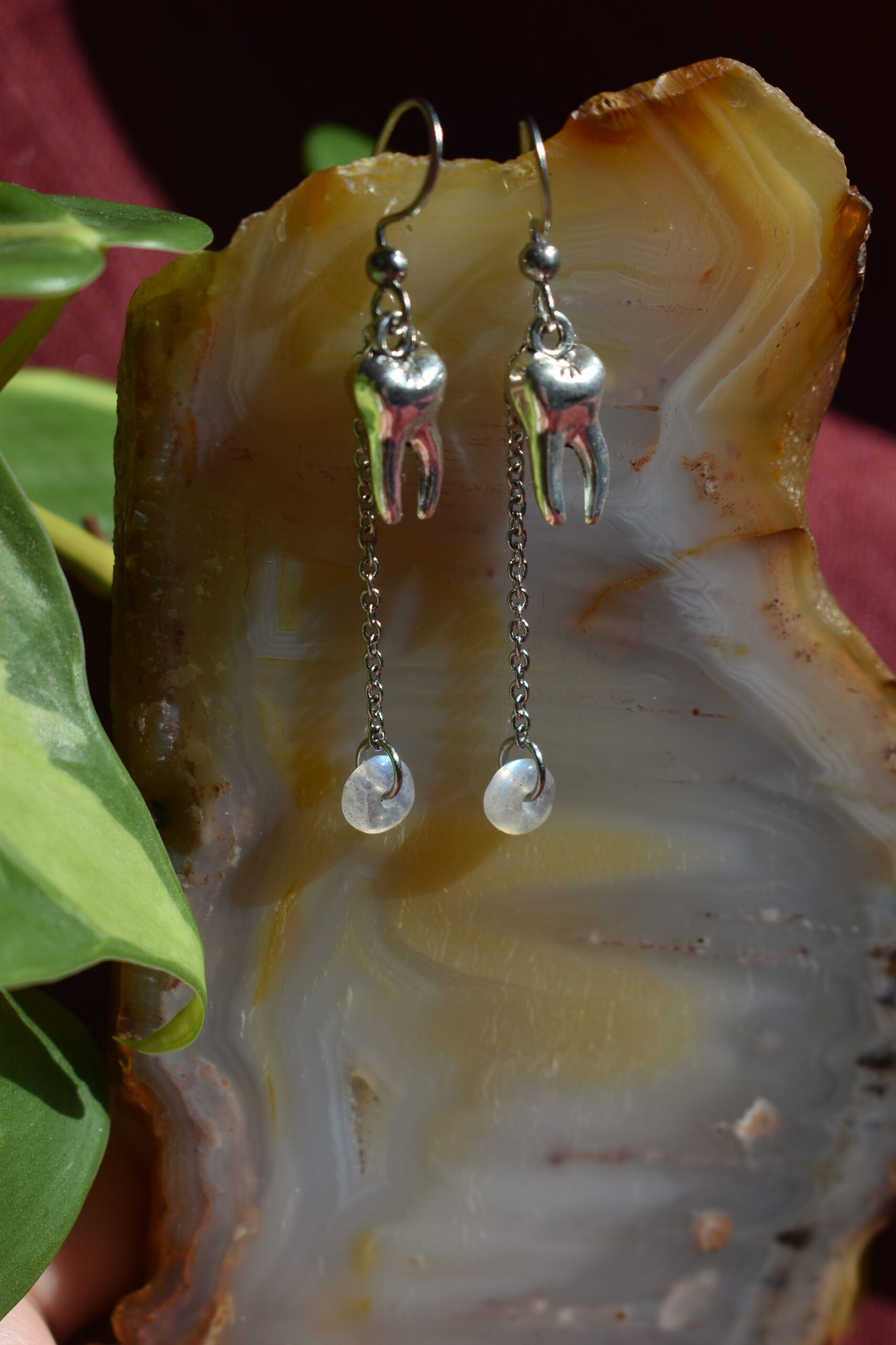 Labradorite Teeth Earrings